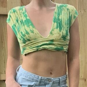 Green Tie Dye Fairy Crop Top Size XS